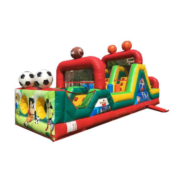 Cheap Small Football Obstacle Speed Racer Bounce House For Kids Customized Color for sale