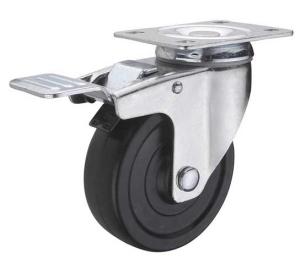 Quality medium duty 4&quot; swivel black rubber caster, soft rubber castor swivel wholesale