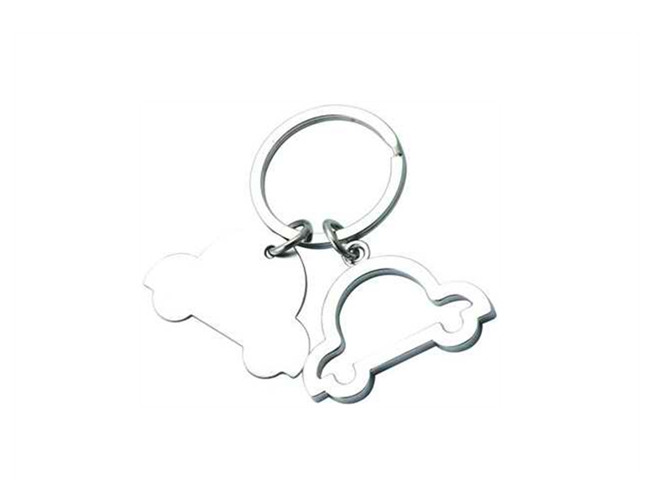 Small Car Laser Engraved Keychain Tree Souvenir Gift Keyring Silver Zinc Alloy