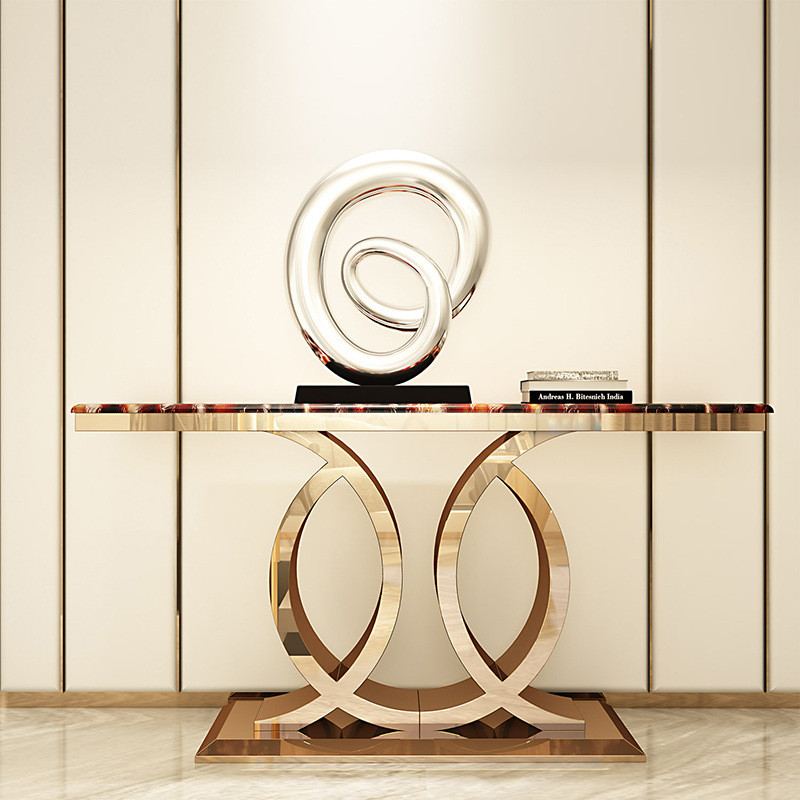 OEM ODM Entrance Console Table Marble Top Hall Table Length 150cm