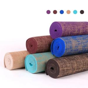 Quality Natural Organic Non Toxic Ecofriendly Jute Cotton Yoga Mats With Custom Logo Natural Rubber Anti-Tear wholesale
