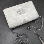 Authentic Crocodile Skin Women White Flap Bag Genuine Alligator Leather Lady