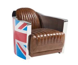 Quality Union Jack Aviator Retro Distressed Leather Tub Chair wholesale