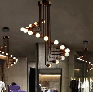 Quality Black Staircase Pendant Lamp Multiple Retro lustre Led loft Pendant Lamp Home E27 spider lamp(WH-VP-98) wholesale