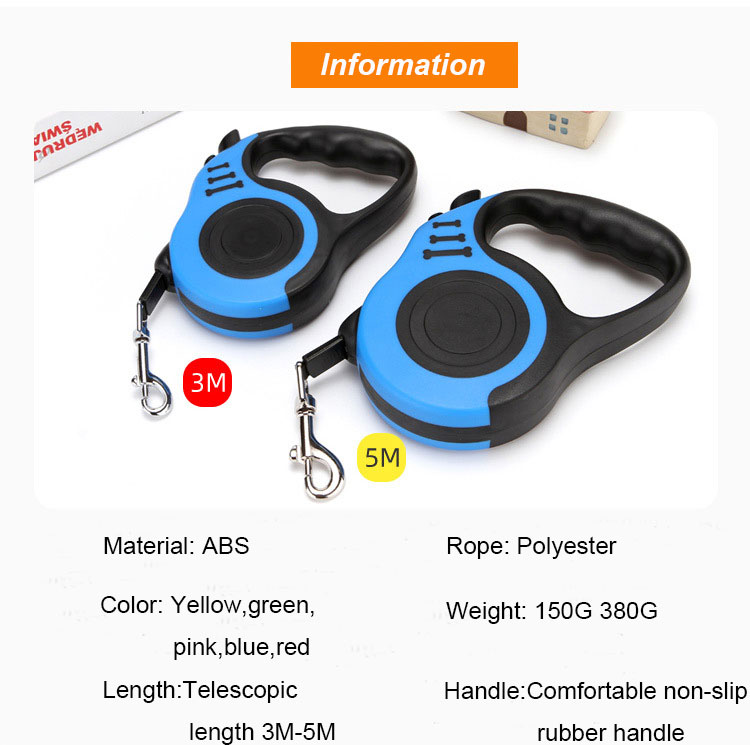 Plastic Material Auto Dog Leash Pet Accessory Retractable Dog Lead