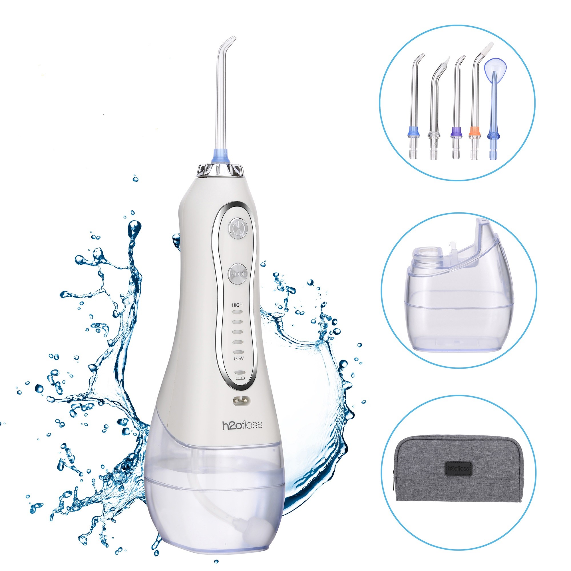 CE Approved Ultrasonic Water Flosser 300 Ml Removable Tank With IPX7 Waterproof