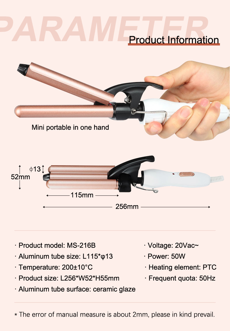 Digital Twisted Mini Hair Curler , 2 In 1 Hair Curler Straightener Ceramic Iron