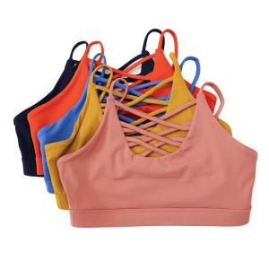 Quality XS-4XL Breathable Ladies Sports Bras Solid Gym Push Up Crop Tops For Running wholesale