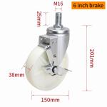 Medium Duty TPA Industrial Caster Wheels 6 Inch 250kg Load
