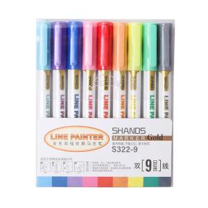 Quality Double line outline pen 9 colors marker highlighter color marker fluorescence pen wholesale