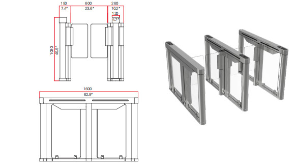1100mm Stainless Steel Luxury Automatic Barrier Gate Turnstile Access Control System