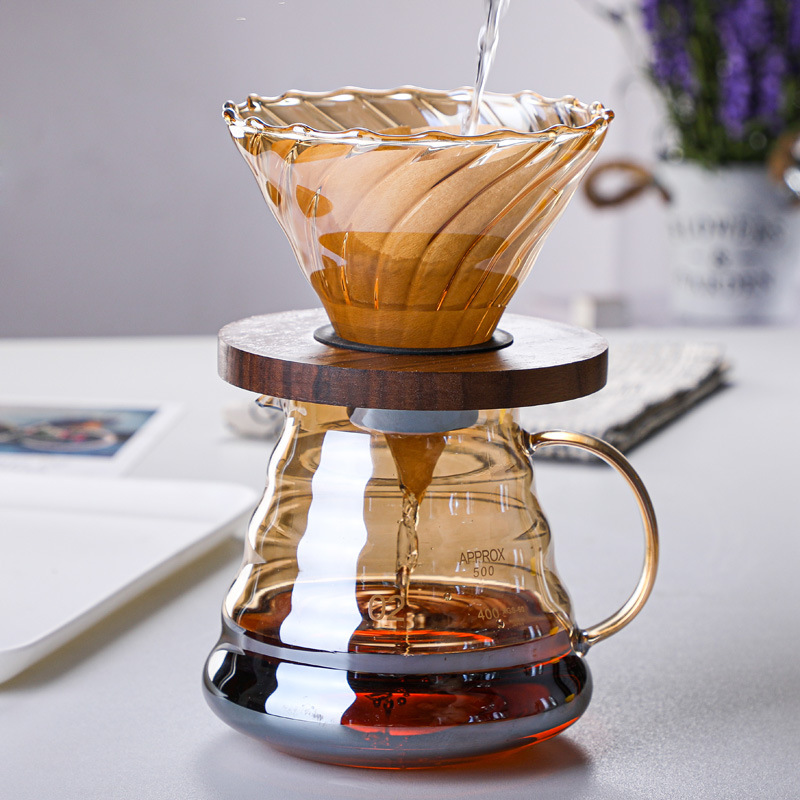 500ml-1000ml Capacity Walnut Wood Pour over Set for Perfectly Brewed Coffee and Tea