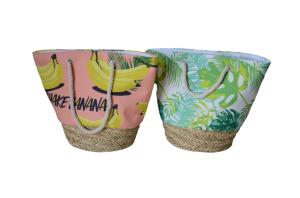 Quality ECO Friendly Fashion Summer Tote Handbag Bohemian Handmade Bali Bags Straw Beach Bag Cotton Canvas Shopping Bags wholesale