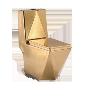 Quality Sanitary Ware Floor Stand Golden Conjoined Toilet Luxury Diamond Dual Flush wholesale