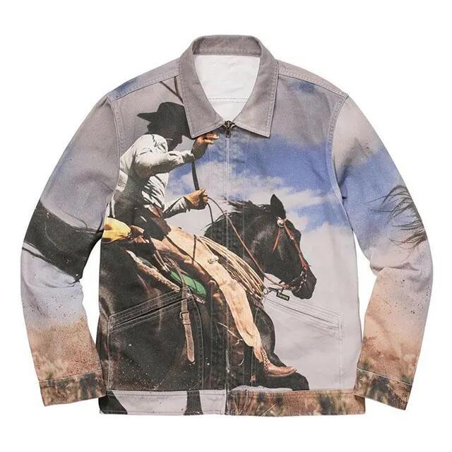Digital Printing Fashion Denim Jacket Coat for Men
