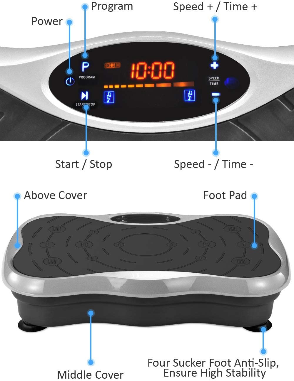 Body Building 99 Levels Fitness Vibration Plates Remote Control FCC approved