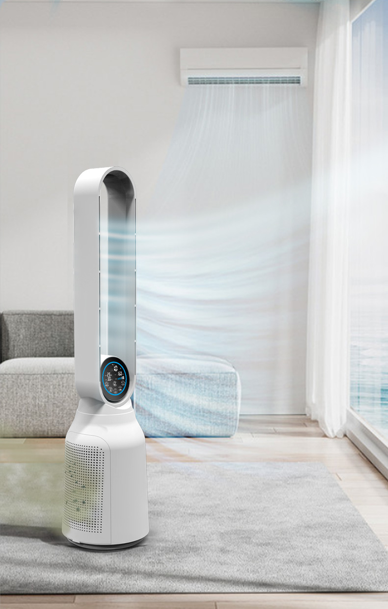 Multifunctional Smart 2 in 1 Home Air Filter Whole house HEPA Filter Leafless Air Purifier Standing Fan Tower Fan