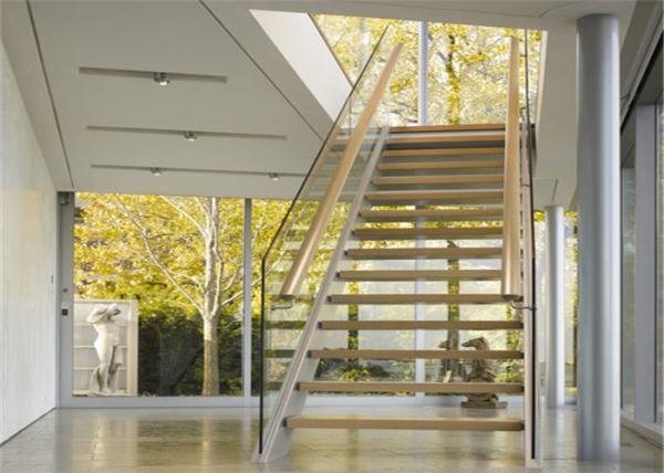 Commercial Straight Flight Staircase , Steel Structure Staircase Uninterrupted