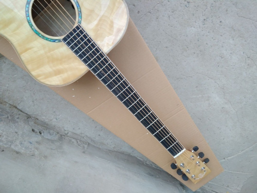 AAAA all Solid OM body style guitar 14 frets imported wood custom solid maple acoustic electric guitar