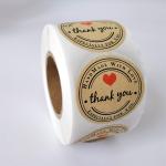 Oilproof On Rolls Kraft Private Round Thank You Print Sticker Labels