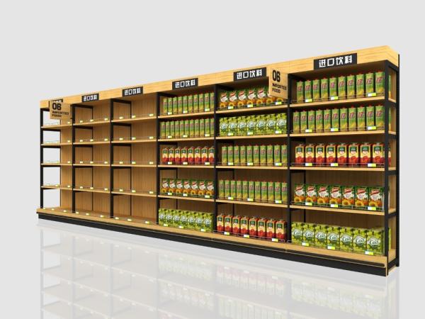Chain Store Metal Supermarket Display Fixtures / Gondola Grocery Store Shelving