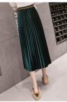 Large Swing Women Pleated Skirt , Gold Bowknot Velvet Pleated Midi Skirt
