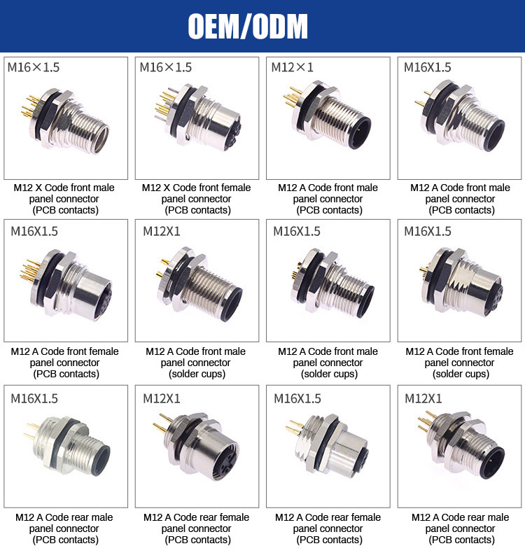 Factory Industrial Grade Waterproof 8 Pin Circular Connector M12 Female Molded Cable Lvds Display Connector