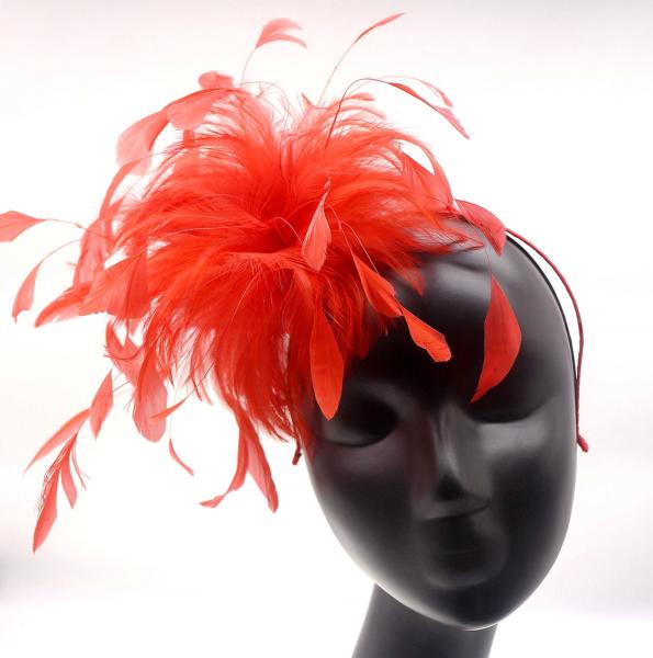 Millinery Hackle Feather Fascinator Headband , 15x30cm Feather Headpiece