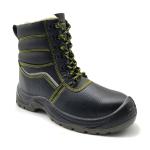 Mens Black Leather Steel Toe Boots Anti Puncture High Top Safety Boots For