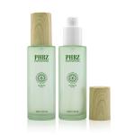 Bamboo Cap Frosted Glass Cosmetic Bottle 50g Hot Stamping