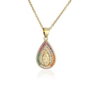 Quality Zircon 14k Gold Jewelry Fashion Women Virgin Mary Pendant Necklace wholesale