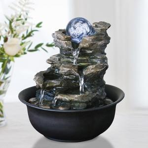 Quality Rock Mountain Indoor With Glass Ball Polyresin Home Interiors Decoration Living Room Water Fountain With LED wholesale