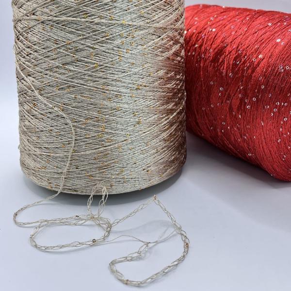3MM 6MM Sequin Yarn 100% Paillette Mercerized Cotton Sequin Knitting Yarn 192