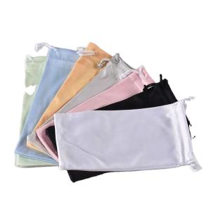 Quality Black White Soft Eyeglass Pouch Custom Logo Microfiber Sunglasses Bag 18*9CM wholesale