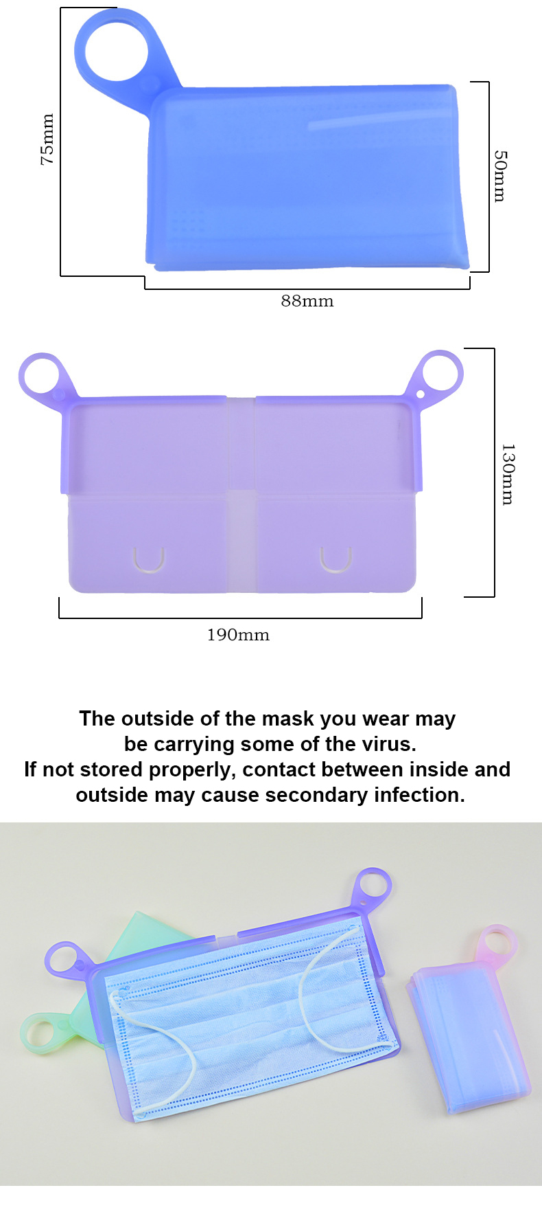 Eco Friendly 33G Dust Proof Silicone Keeper Mask Bag Clip