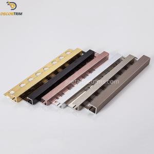 Quality Metal Aluminium 10mm Square Edge Tile Trim For Tile Edging Protection wholesale