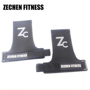 Quality Black Pull Up Hand Grips Fingerless Palm Guards Crossfit Carbon Leather Hand Gloves wholesale