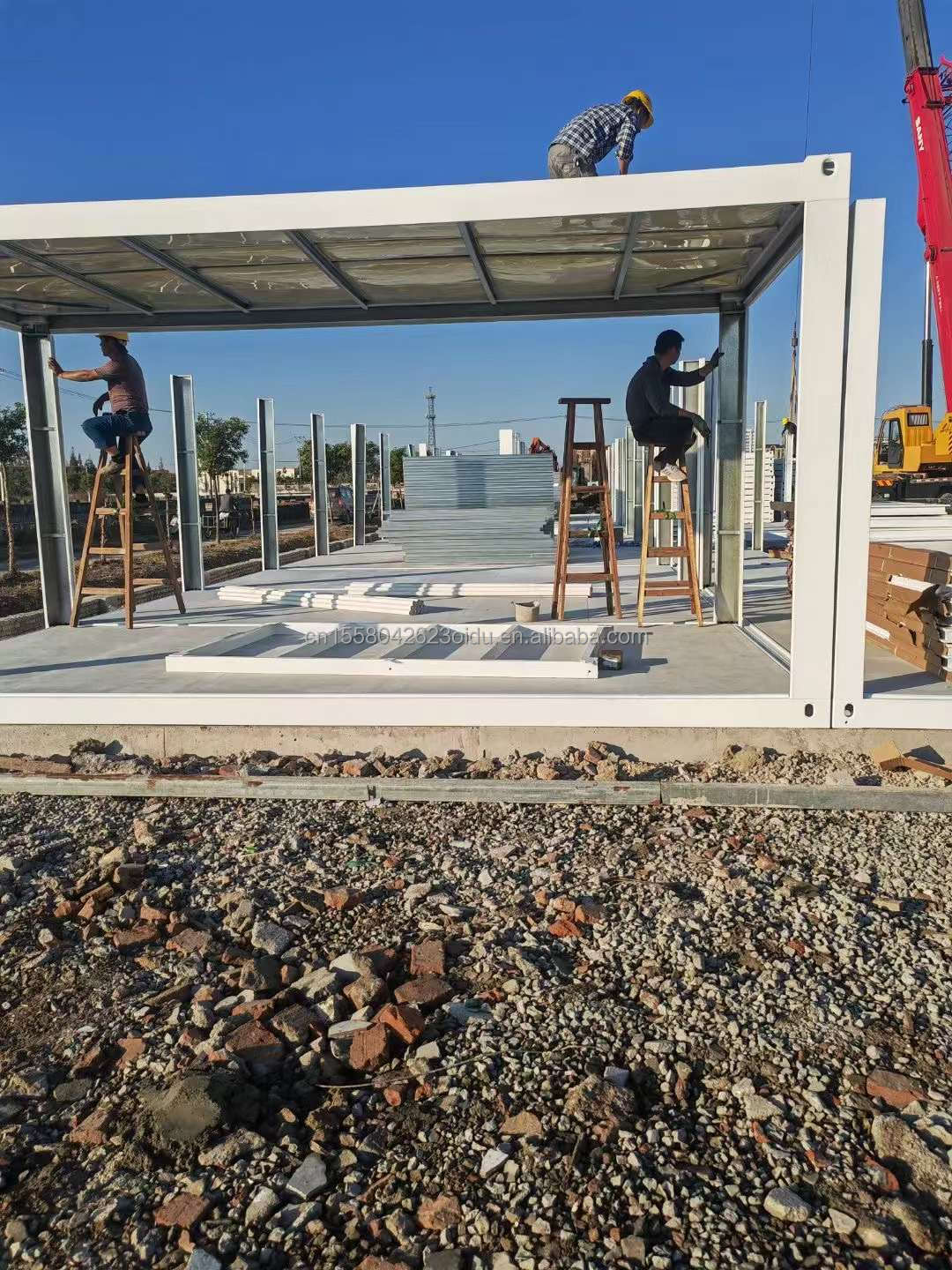 Temporary Office Hotel Shop Wooden Houses with 50/75/100mm Wave Sandwich Panel Wall Modern 20ft Quick Assembly Container