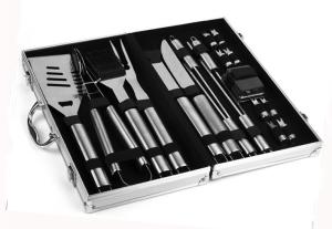 Quality 19PCS Stainless Steel BBQ Tool With Aluminum Box For Outdoor Tool trial order wholesale