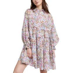 Ladies Collared Neck Dress for Women Long Sleeve Clothing Manufacturers Ruffle Trim Elegant Custom Logo Floral Cotton Dress