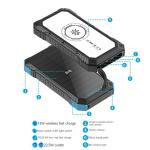 Quick Charge Support Waterproof 20000mah Solar Panel Power Bank for Outdoor