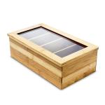 oem organic bamboo wooden tea bag storage box with transparent acrylic lid