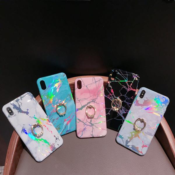 Iphone, Samsung & Huawei laser marble case with iRing, Iphone Xs Max TPU marble