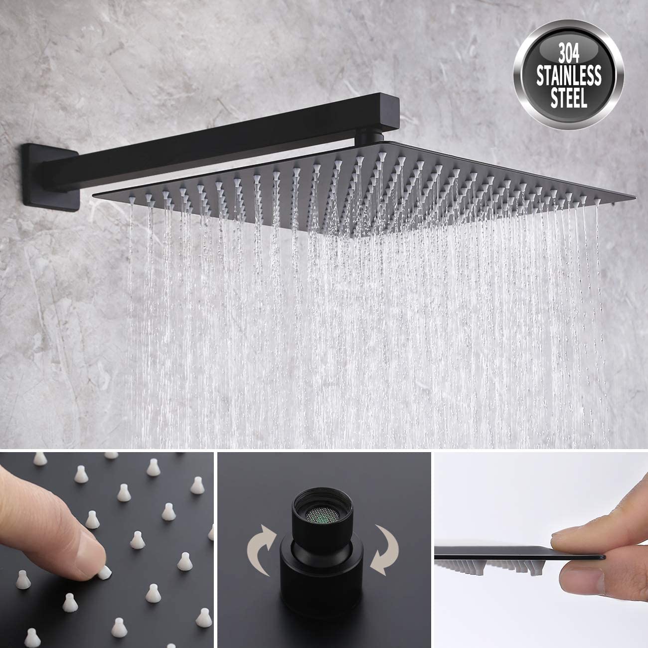 Bathroom shower mixer 360 degrees rotating thermostatic waterfall rainfall ceiling water saving shower mixer head