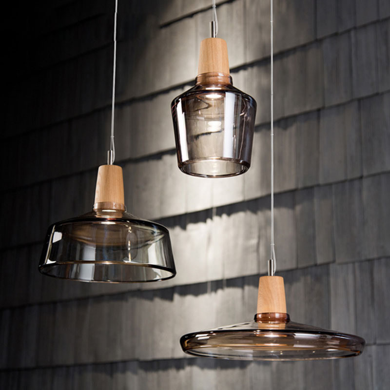 Modern Glass Lampshade Wooden Pendant Light Bar Dining Loft Industrial 15-16P Pendant Lamp(WH-GP-162)