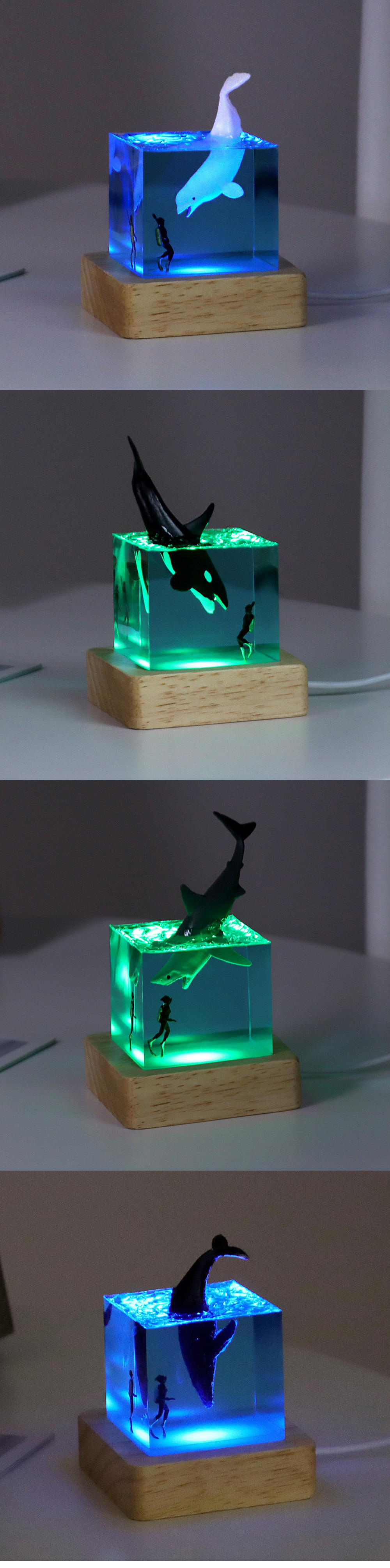 Direct Ocean Night Lamp Resin Atmosphere Table Light for Kids' Bedroom Made of BAMBOO
