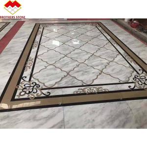 Quality Sunny White Waterjet Medallion Marble Carpet Design wholesale
