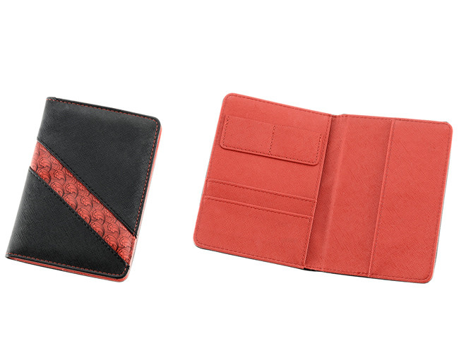 Black Travel Passport Holder personalized Cross Pattern PU leather