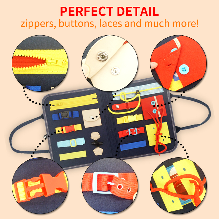 Felt Busy Board Montessori Toys for Toddler, Montessori Educational Busy playboard with latches