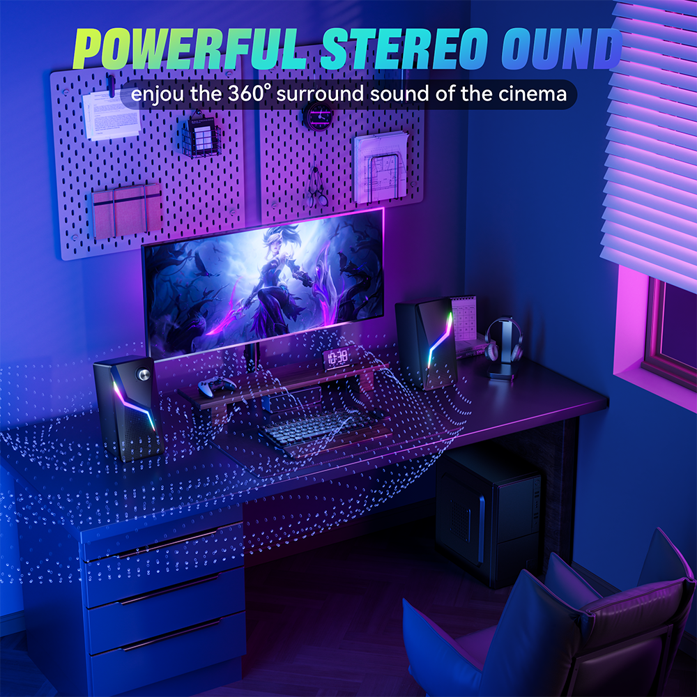 6W Output Power Portable Desktop Sound System with Stereo Bass Speaker and USB Input